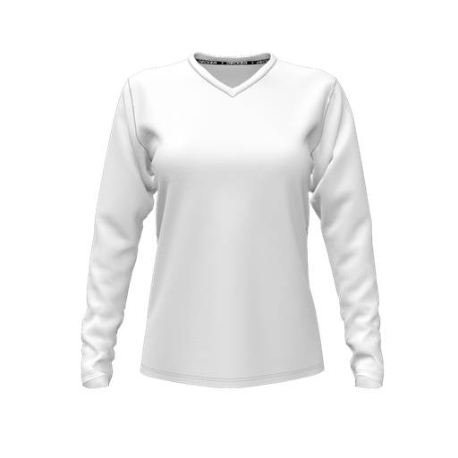 [FTLVCFWH-FYXS-LOGO1] Decker Comfort T-Shirt (Female Youth XS, White, V Neck, Logo 1, Long Sleeve)